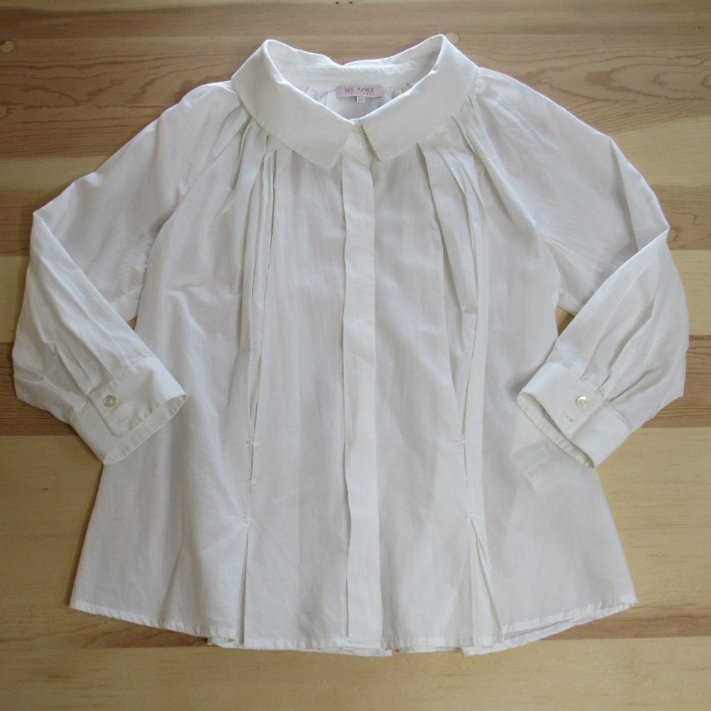 Dice Kayek Pink Label Womens 3/4 Sleeve Collared White Button Down Cotton Sz 38
